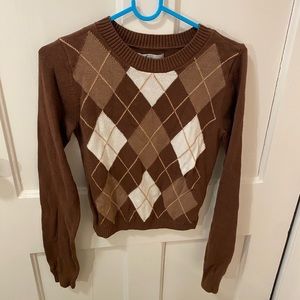 Girls crew neck argyle sweater